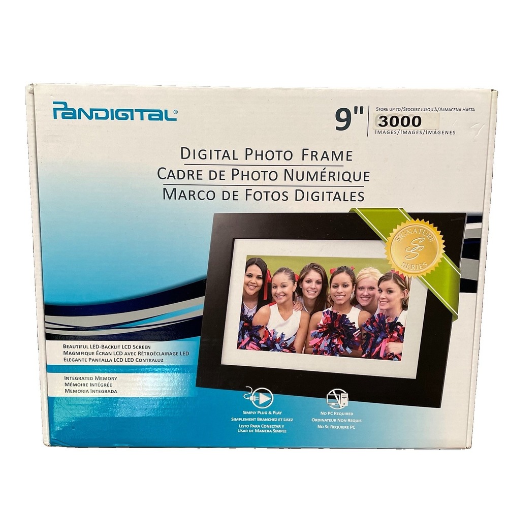 Pandigital Digital LCD 9" Photo Frame Remote P19001DW Black Brand New